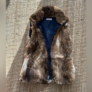 Vintage LaRok Luxe Reversible Rabbit Fur Vest, Navy New Parka, Ink, XS